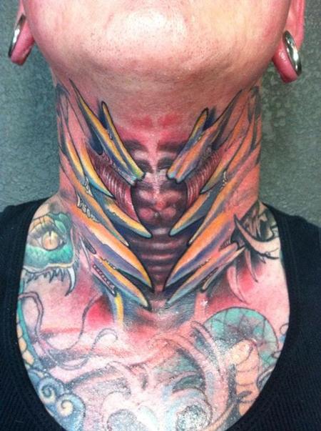 Tattoos - Bio organic throat tattoo - 84195