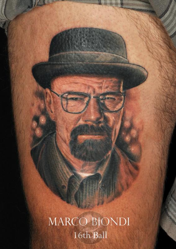 breaking bad heinberg walter white color portrait tattoo breaking bad heinberg walter white color portrait tattoo
