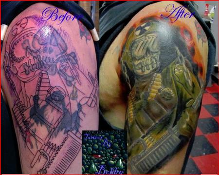 Bobby Cimorelli - customized megadeth art covering 3 old bad tattoos
