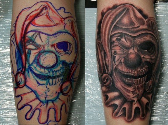 Tattoos Realistic tattoos Evil Clown Tattoo click to view large image