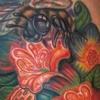 Freehand Flower Garden and Bee Tattoo Design Thumbnail