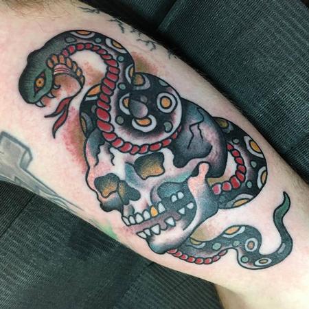 Adam Lauricella - Skull and Snake Tattoo