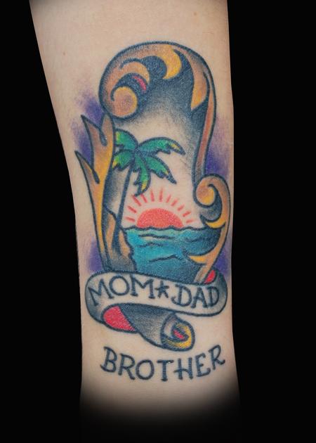 Tattoos - Sailor Jerry Beach Scene. Family Tattoo. - 57209