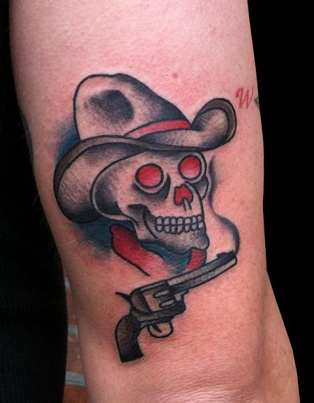 Tattoos - Traditional Cowboy and Pistol Tattoo - 71633