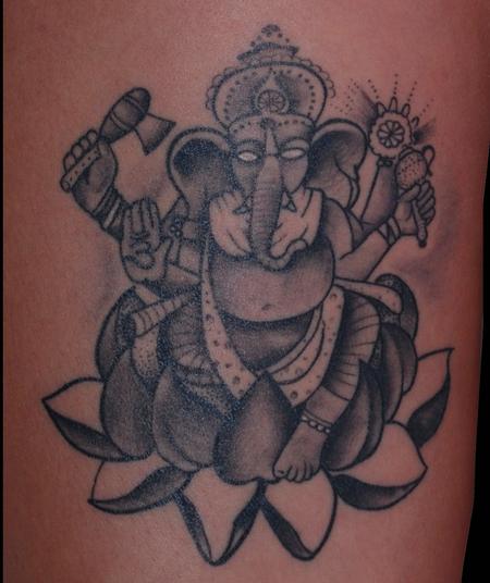 Adam Lauricella - Black and Gray Ganesh Tattoo