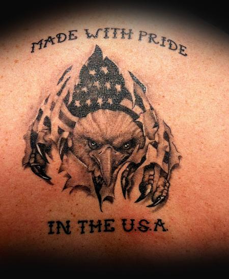 Adam Lauricella - Black and Gray Eagle Tear Out Tattoo