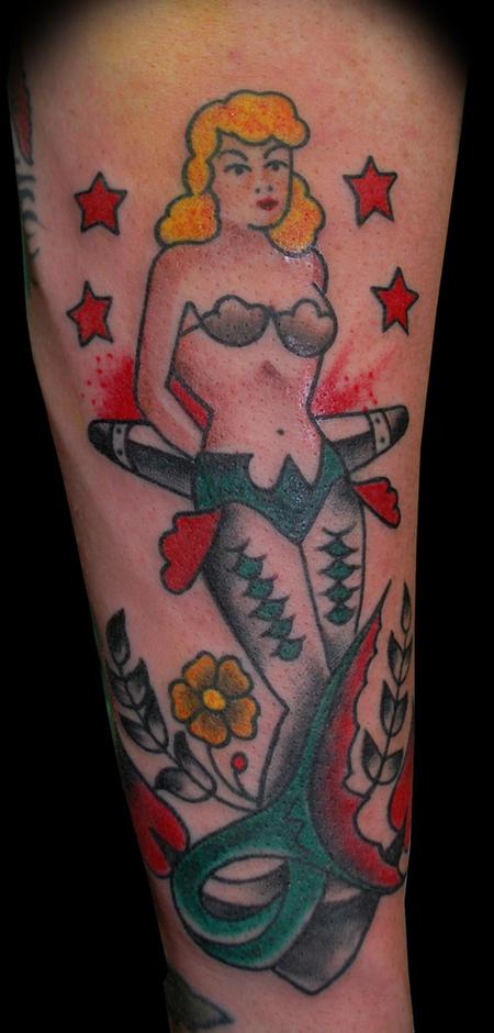 Adam Lauricella - Traditional Mermaid Pinup & Anchor Tattoo
