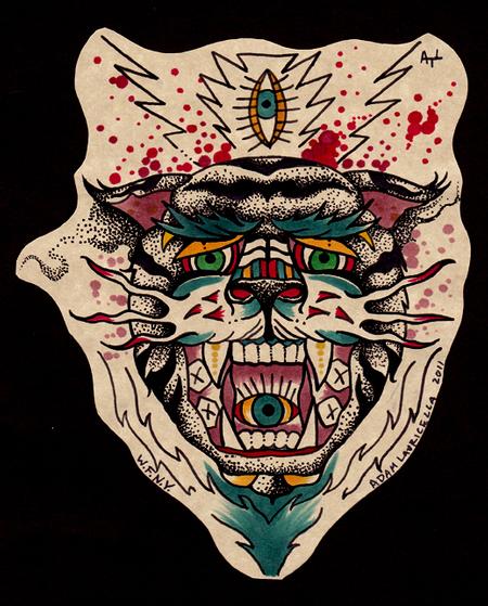 I find the tiger head to be such a powerfull symbol in tattooing