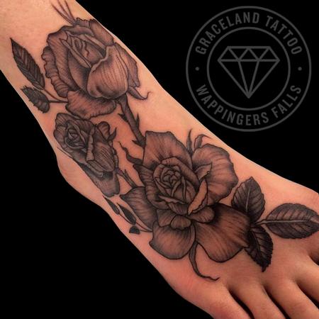 Tattoos - Black and Gray Rose Tattoo - 109835