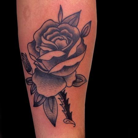 Adam Lauricella - Traditional Black Rose Tattoo