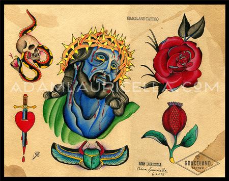 Adam Lauricella - Blue Jesus Tattoo Flash