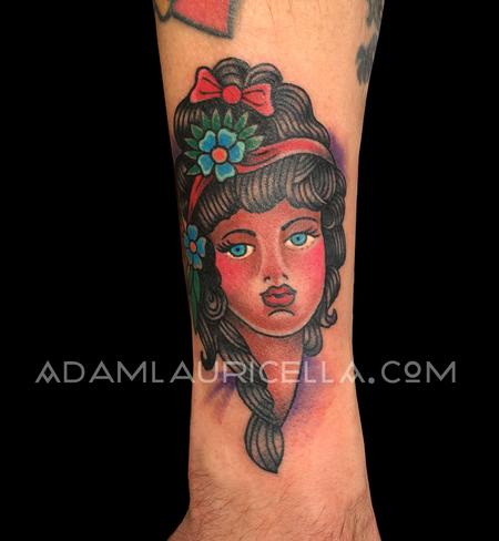 Tattoos - Sailor Jerry Girl Head Tattoo - 103710