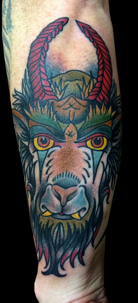 Tattoos - Traditional Goat Head Tattoo - 89780