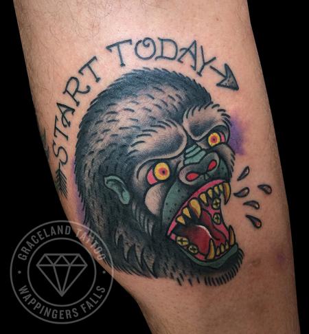 Tattoos - Traditional Gorilla Tattoo - 108421