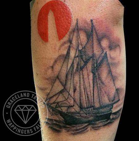 Adam Lauricella - Clipper Ship and Obelisk Tattoo