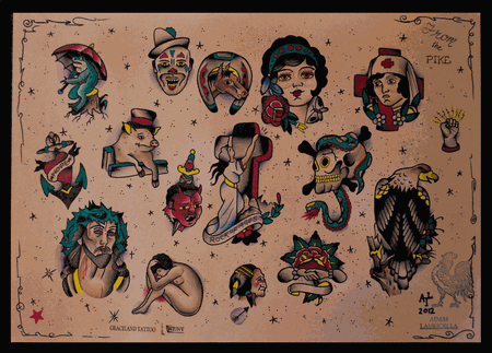 Tattoos - From the Pike Tattoo Flash Designs - 95642