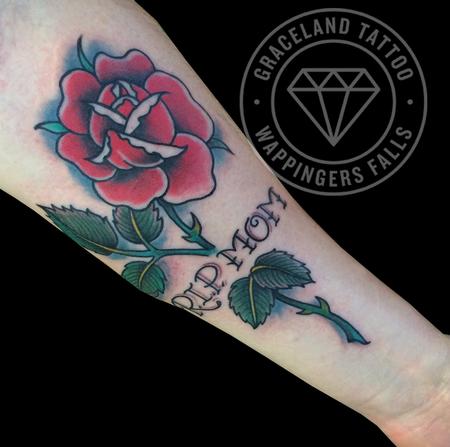 Tattoos - Traditional Rose Memorial Tattoo - 112319