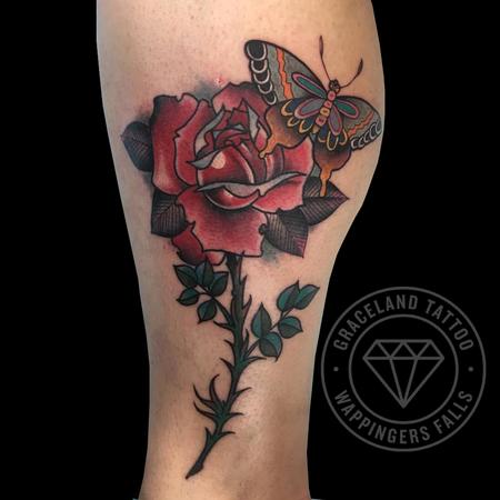 Tattoos - Butterfly and Rose Tattoo - 122645