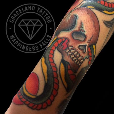 Tattoos - Traditional Skull and Snake - 108424