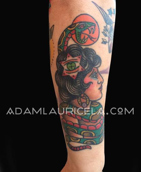 Tattoos - Traditional Snake Lady Tattoo - 104553