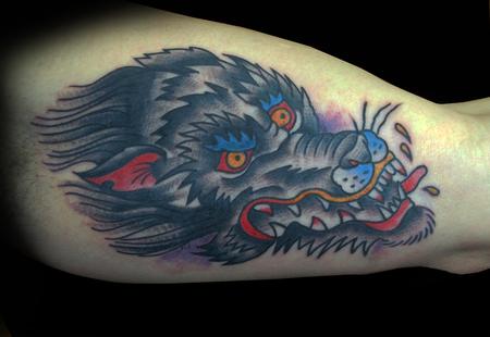 Adam Lauricella - Traditional Wolf Head Tattoo