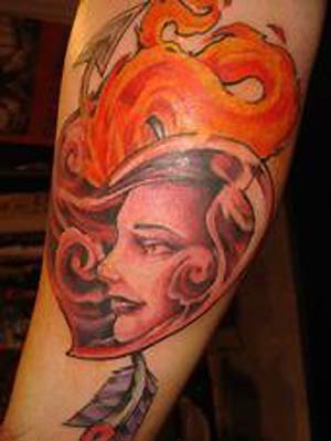 Looking for unique Kelly Gormley Tattoos?  Heart-Arrow-Flames