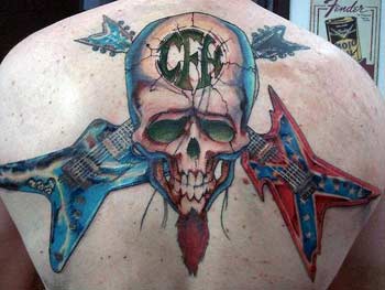 Tattoos - Lettering tattoos - Guitar Skull