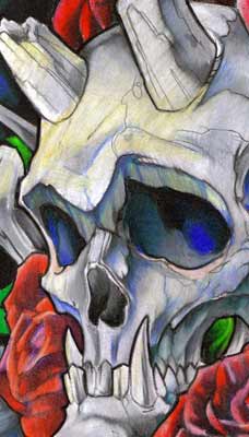 Tattoos - Horned Skull - 30822