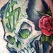 Tattoos - Skull with Cash Symbol and Roses - 27954