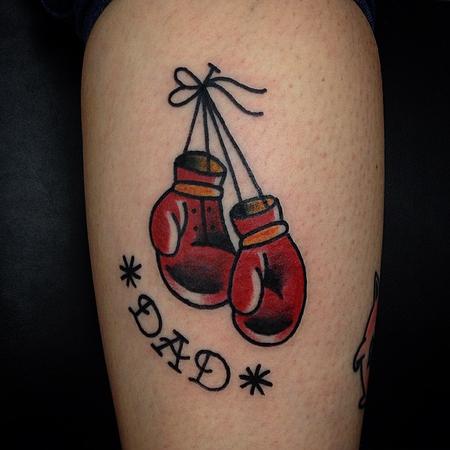 Traditional boxing gloves tattoo by Justin Wayne: TattooNOW