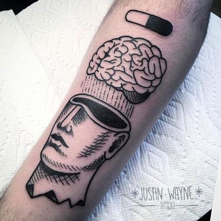 Tattoos - blackwork brain tattoo - 128941