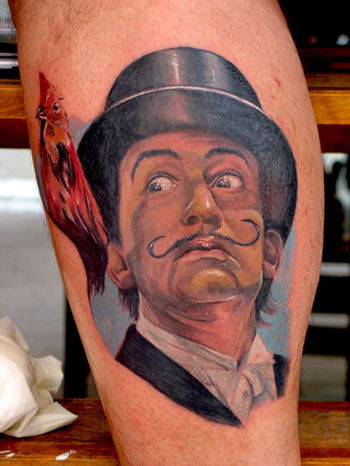 Comments This is a portrait tattoo of Salvador Dali by Alex De Pase