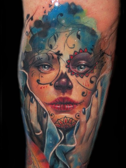 day of the dead skull tattoo miami ink. hot day of dead tattoos for