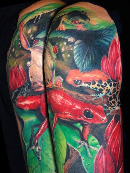 Alex De Pase - Frogs Half Sleeve Tattoo