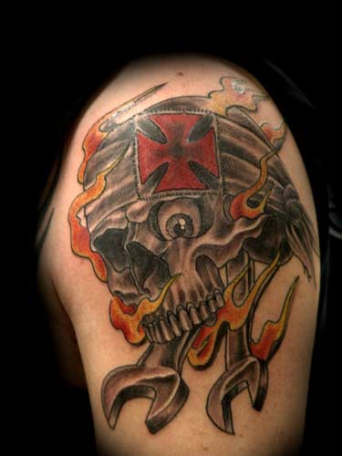Tattoos - Anthony Lawton - skull wrenches