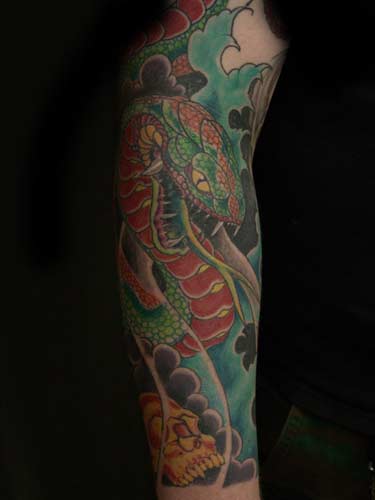 Tattoos - Anthony Lawton - snake sleeve