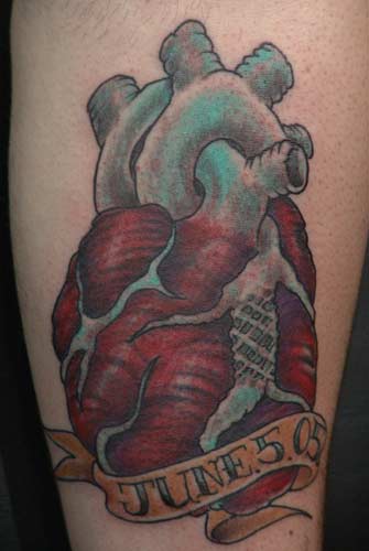 Tattoos - Anthony Lawton - heart with stent