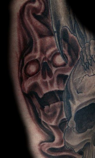 Tattoos - Anthony Lawton - smoky skull