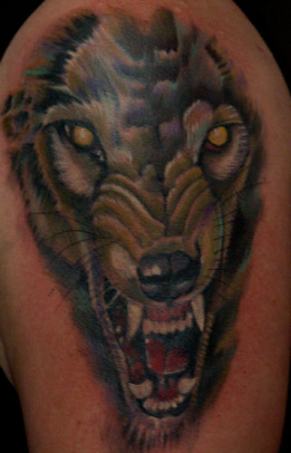 Anthony Lawton Tattoos snarling wolf