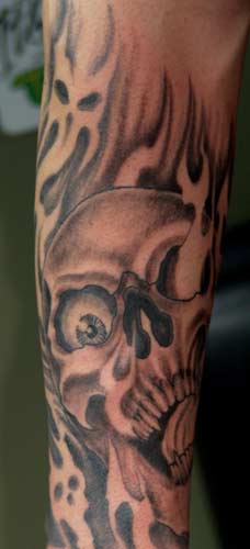 Tattoos - Anthony Lawton - burning skull