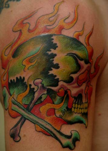 Tattoos fiery skull