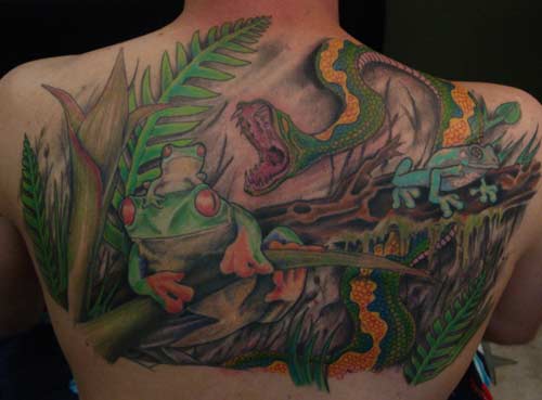 Color tattoos Tattoos jungle scene