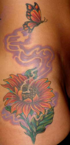 Color tattoos Tattoos smokey flower