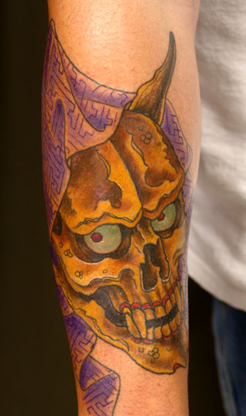 Anthony Lawton Tattoos skull hannya