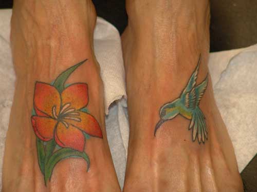 hummingbird and flower tattoos of hummingbirds and flowers. hummingbird and flower