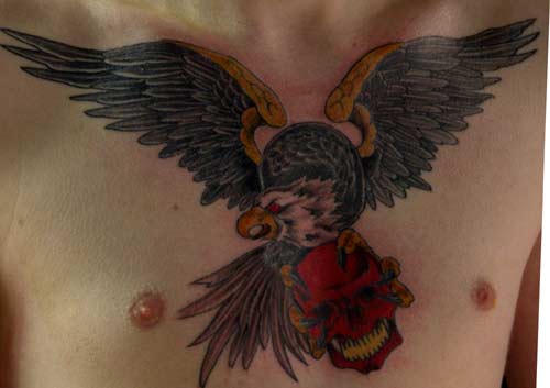 Tattoos - Anthony Lawton - eagle and skull.