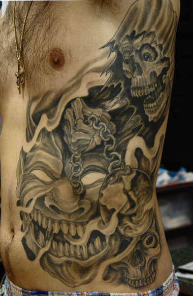 Tattoos Biker tattoos demon scene click to view large image