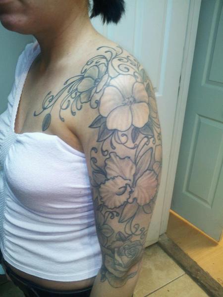 Tattoos - flower sleeve - 65549