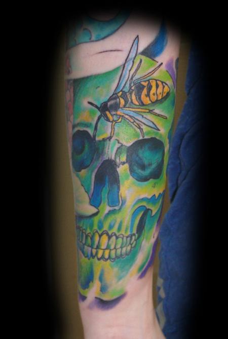 Tattoos - skull yellowjacket - 57035