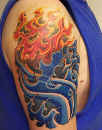 Jeff Raiano Tattoos fire and water